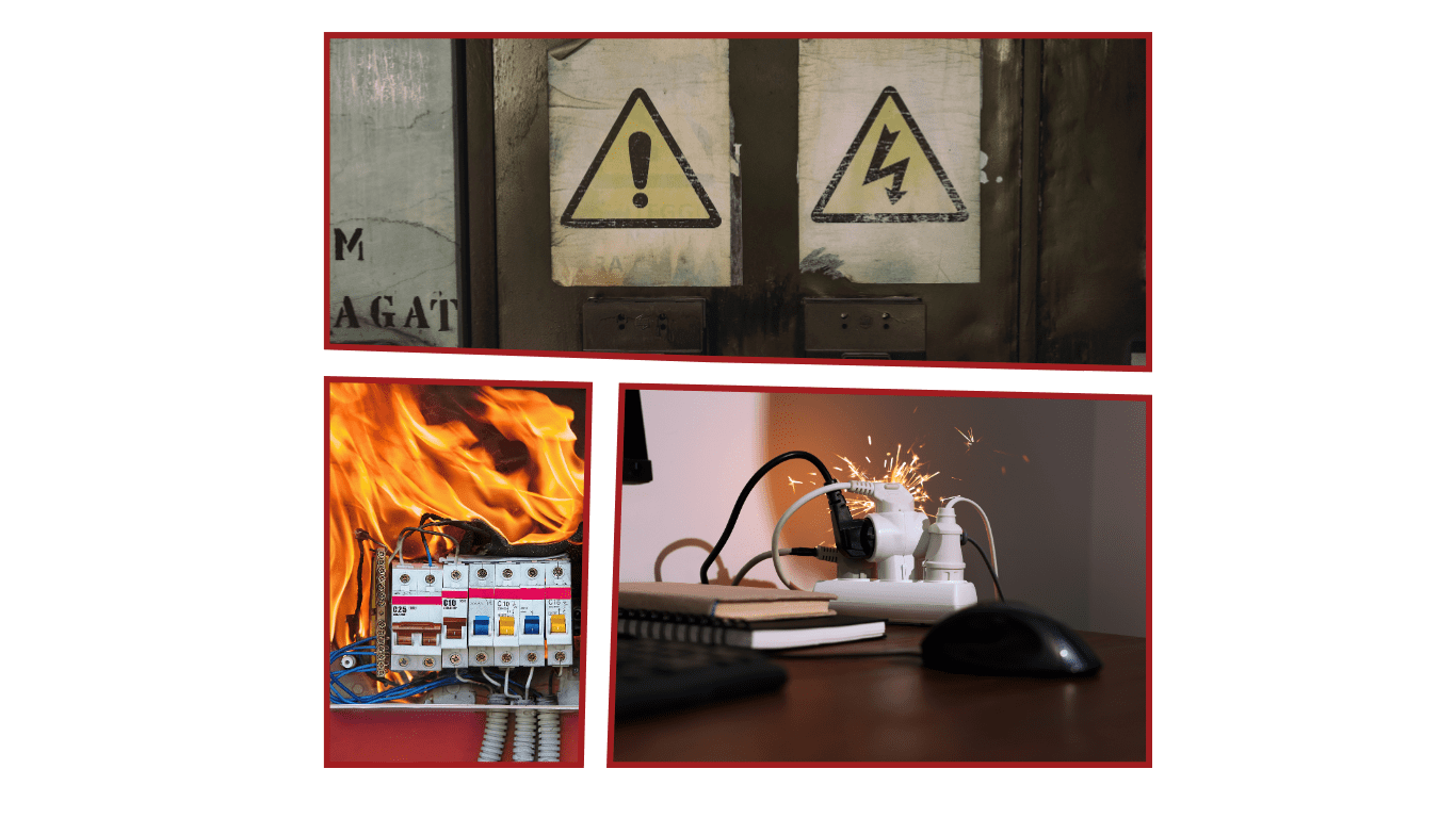 Electrical hazard warning sign reminding homeowners of safety risks